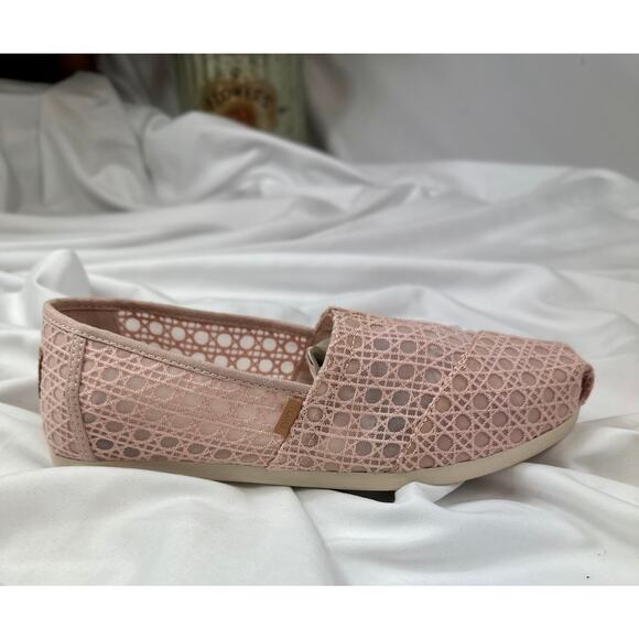 Toms Alpargata Ballet Pink Basket Weave Lace Shoe 7.5 - Picture 4 of 10